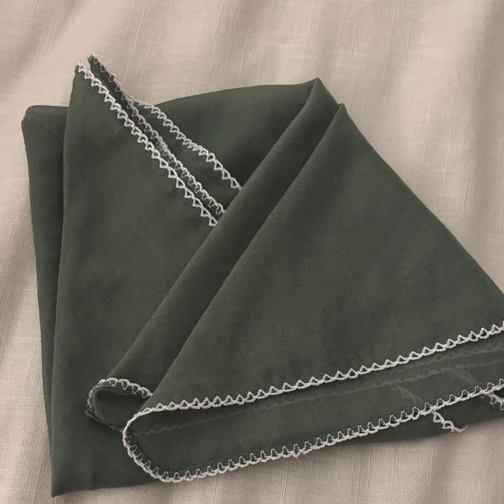 2/$10 Dark Green Scarf with White Trim